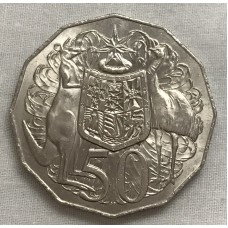 AUSTRALIA 1969 . FIFTY 50 CENTS COIN . COAT OF ARMS . HIGH GRADE